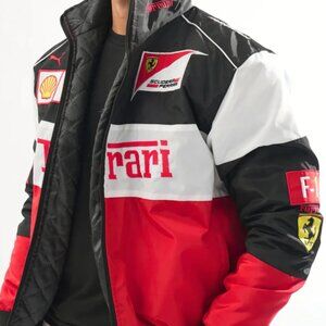 Ferrari Red and Black Bomber Jacket